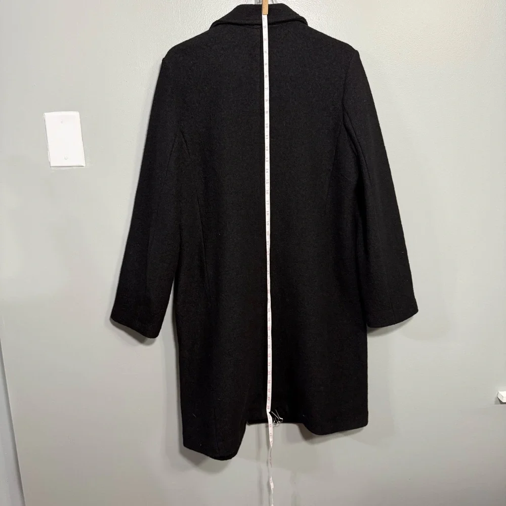 J. Crew Daphne Italian Boiled Wool Coat Women’s Size 12 Black Double Breasted - Picture 5 of 12
